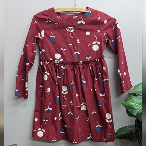Hanna Andersson Burgundy Floral Cotton Long Sleeve Dress